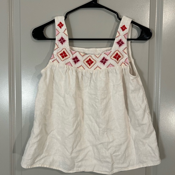 Madewell Tops - Madewell White Top with Red and Pink Embroidery